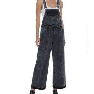 Wash Lab Storm Grey Overalls Wide Legs Rolled Frayed Hem....Size ExLarge